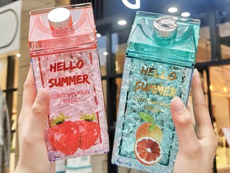 Cute Fruit Plastic Clear Double Layer 430mL Water Bottles Online Sale