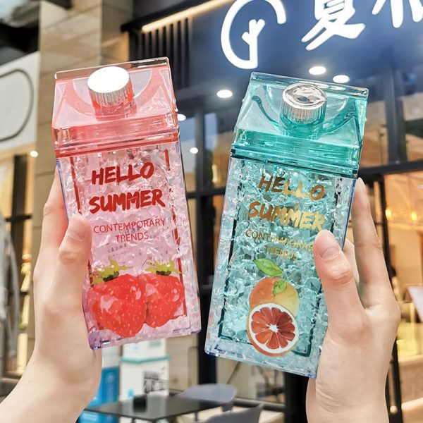 Cute Fruit Plastic Clear Double Layer 430mL Water Bottles Online Sale