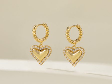 Wholesale Valentine s Day gift copper plated gold inlaid zircon love earrings heart-shaped earrings jewelry For Discount