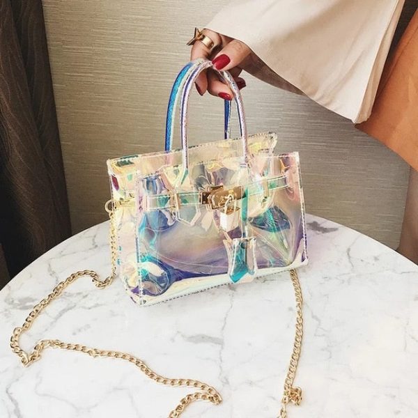 Candy Color Hologram Transparent Clear Handbag For Discount