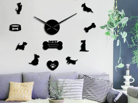 Scottish Terrier Large Frameless DIY Wall Clock Gift Sale