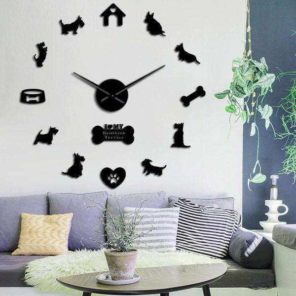 Scottish Terrier Large Frameless DIY Wall Clock Gift Sale