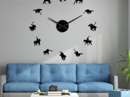 Polo Games Large Frameless DIY Wall Clock Sport Poloist Horse Riders Gift For Sale