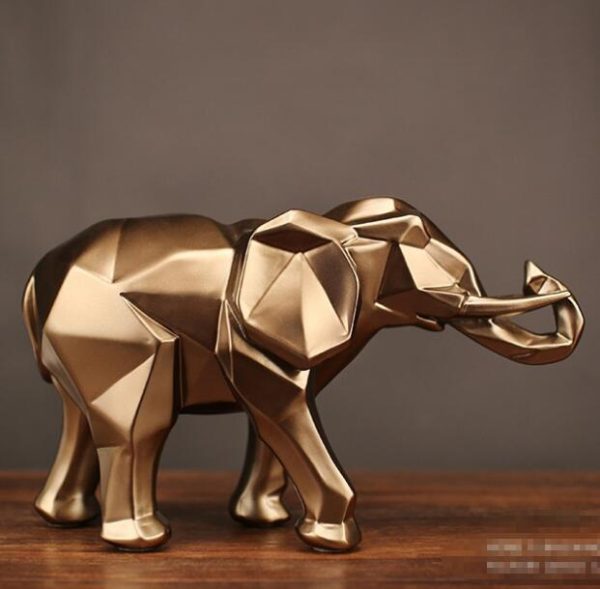 Modern Geometric Gold Elephant Resin Sculpture Statue Home Decoration For Cheap