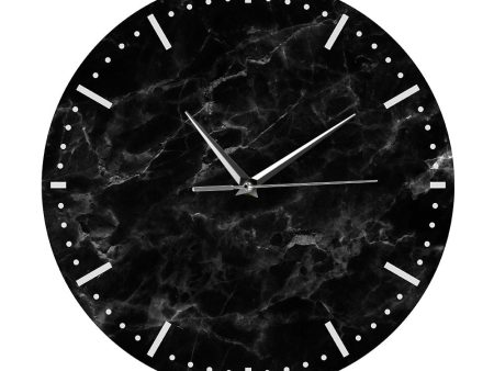 Modern Minimalist Black Marble Print Silent Wall Clock Discount