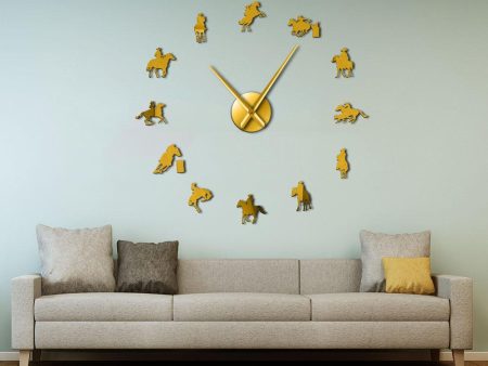 Rodeo Horse Rider Large Frameless DIY Wall Clock Online now