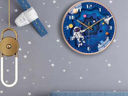 Cute Cartoon Astronaut Space 8 Inch Silent Wall Clock Children Bedroom Decor Online now