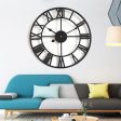 Retro Roman Number Large Metal Wall Clock Wall Decoration Supply