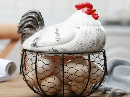 Ceramic Chicken Chef Egg Holder Fruit Storage Basket Kitchen Decoration Cheap