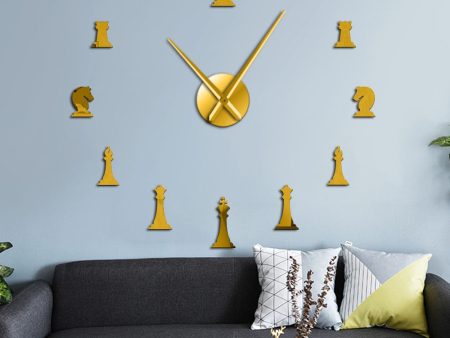 Chess Pieces Board Game Large Frameless DIY Wall Clock Online now