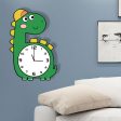 Cartoon Long Neck Dinosaur Brachiosaurus Silent Movement Wall Clock For Children Kids Bedroom Discount