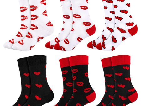 Wholesale 10pcs Valentine s Day Color Blocking Mid-calf Socks Love Heart Design Cotton Sports Leisure Online now