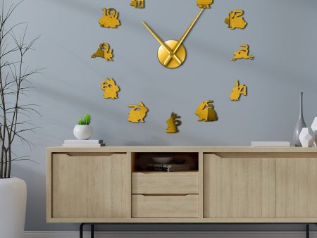 Bunny Rabbit Numbers Large Frameless DIY Wall Clock Online Hot Sale