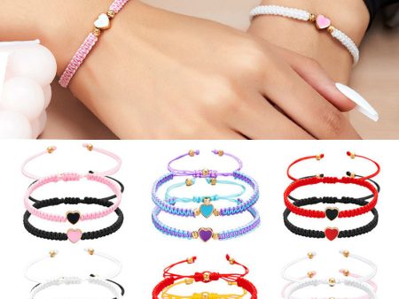 Wholesale new simple dripping heart-shaped woven bracelet Valentine s Day gift sister friendship adjustable bracelet For Cheap