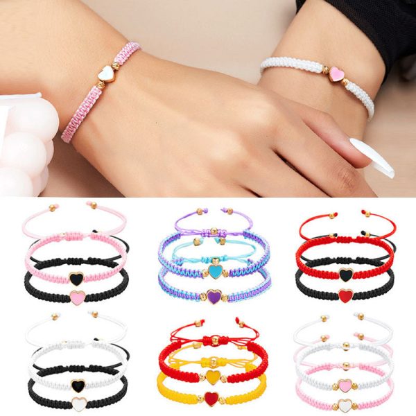 Wholesale new simple dripping heart-shaped woven bracelet Valentine s Day gift sister friendship adjustable bracelet For Cheap