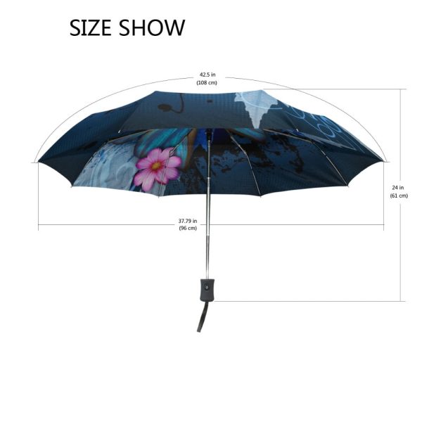 Blue Butterfly Over Flowers Print Folding Automatic Umbrella Online now