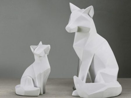 White Abstract Geometric Fox Resin Sculpture Statue Decor Supply