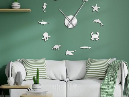 Aquatic Undersea Animals Large Frameless DIY Wall Clock Online Hot Sale