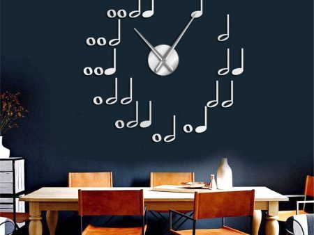 Music Notes Large Frameless DIY Wall Clock Music Studio Room Decor Musician Gifts Discount