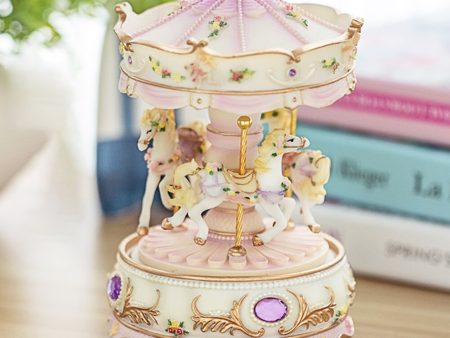 Resin Carousel Flashing LED Light Figurines Music Box Cheap