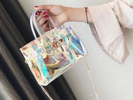 Candy Color Hologram Transparent Clear Handbag For Discount