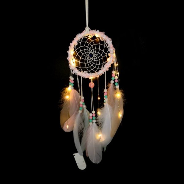 Feather Flower Night Light Walling Hanging Feather Dreamcatcher Online