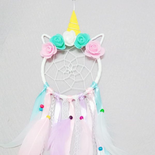 Cute Unicorn Flower Dreamcatcher For Girls Room Decor Wall Hanging Online Sale