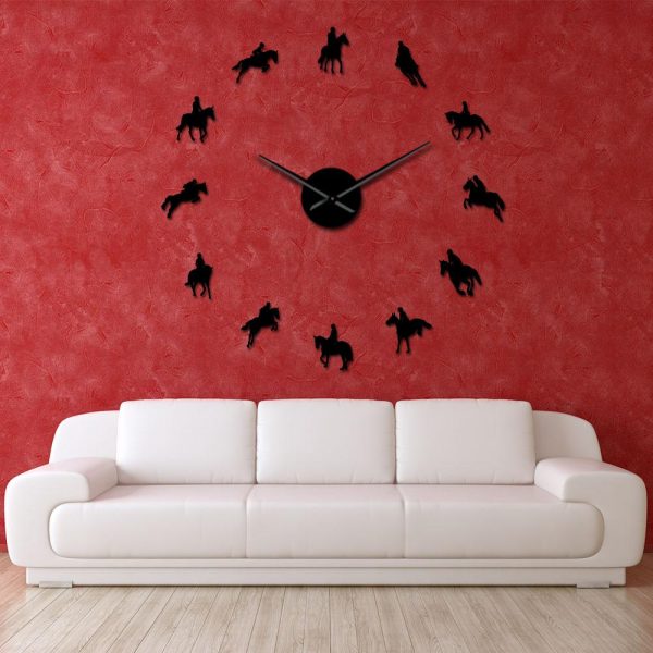 Equestrian Horse Race Riding Large Frameless DIY Wall Clock Gift For Sale