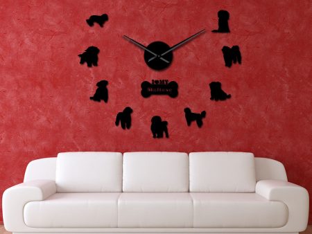 Maltese Large Frameless DIY Wall Clock Dog Owners Gift Online now