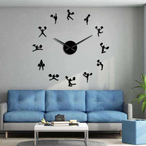 Cheerleader With Pompoms Large Frameless DIY Wall Clock Hot on Sale