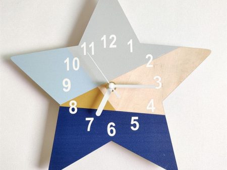 Nordic Geometry Star Shape Basswood Wall Clock Sale