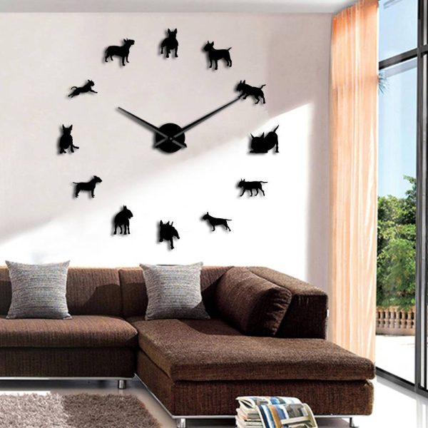 Bull Terrier Large Frameless DIY Wall Clock Gift for Bull Terrier Lovers Online Sale