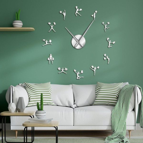 Cheerleader With Pompoms Large Frameless DIY Wall Clock Hot on Sale