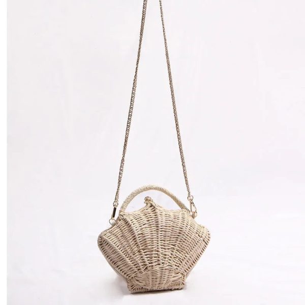 Cute Rattan Clam Shell Woven Straw Purse Shoulder Bag For Discount