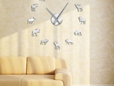 Wildlife Moose Nature Animal Large Frameless DIY Wall Clock For Sale