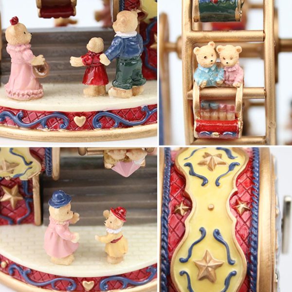 Rotating Ferris Wheel Resin Rotating Music Box Bear Music Box Christmas Gift Decoration For Discount