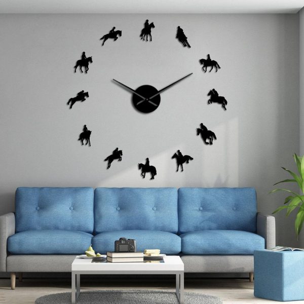 Equestrian Horse Race Riding Large Frameless DIY Wall Clock Gift For Sale