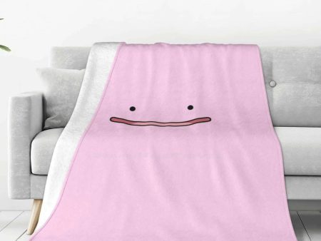 Anime Pink Pokemon Ditto Face Flannel Soft Blanket Sale