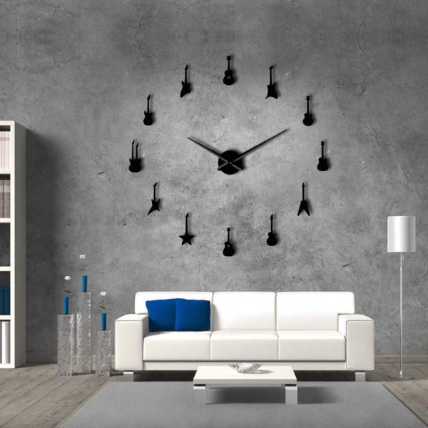 Rock n Roll Guitar Large Frameless DIY Wall Clock Online