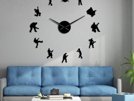 Drummer Music Rock Band Guitarist Large Frameless DIY Wall Clock Online Hot Sale