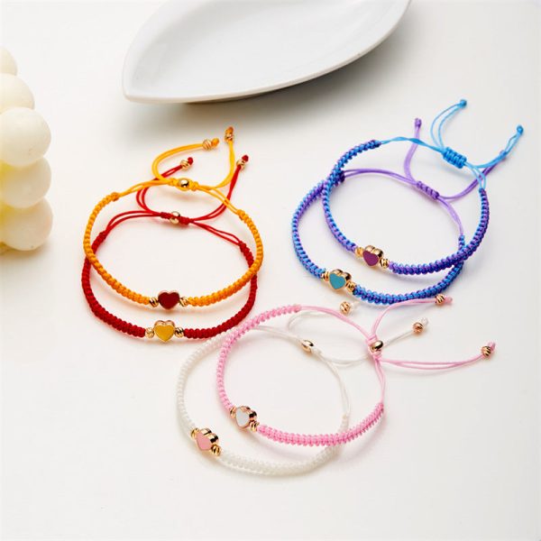 Wholesale new simple dripping heart-shaped woven bracelet Valentine s Day gift sister friendship adjustable bracelet For Cheap