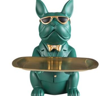 Cool Bulldog with Serving Plate Resin Statue Sculpture Kitchen Table Decoration Hot on Sale