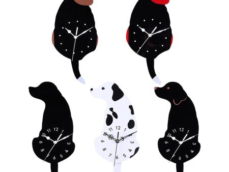 Cute Puppy Dog Wiggle Swing Tail Pendulum Acrylic Wall Clocks Sale