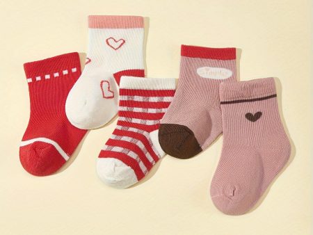 Wholesale 5pcs baby girl baby cute embroidered mid-tube socks Valentine s Day love four seasons short socks boneless suture Cheap