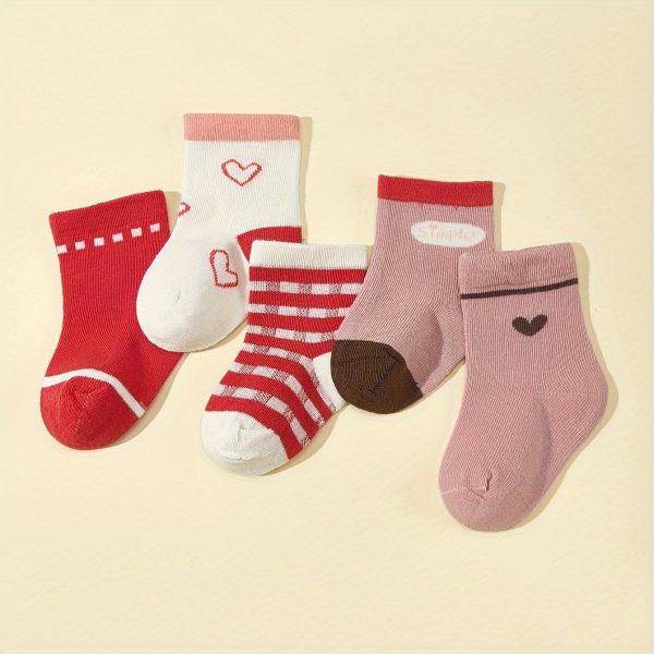 Wholesale 5pcs baby girl baby cute embroidered mid-tube socks Valentine s Day love four seasons short socks boneless suture Cheap