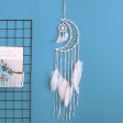 White Moon Dreamcatcher Net With Feathers For Sale