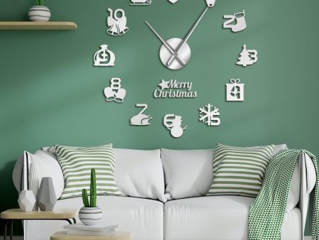 Merry Christmas Holidays Time Large Frameless DIY Wall Clock Watch Decor Cheap