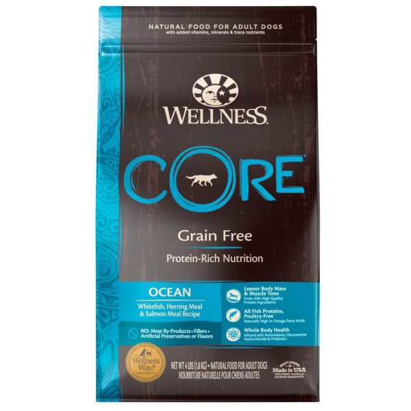 20% OFF+FREE Wipes: Wellness CORE Grain-Free Ocean Formula Dry Dog Food Discount