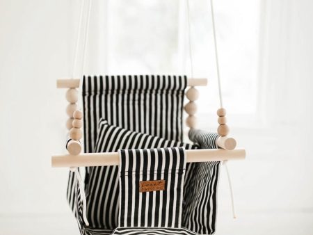 Indoor Baby Child Swing - Classic Black White Stripe Online Hot Sale