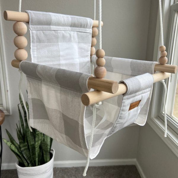 Indoor Baby Child Swing - French Gray Buffalo Check Hot on Sale